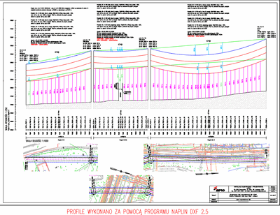 Profil linii elektroenergetycznej 110 kV nN, SN i WN temperatura -25°C program NapLin